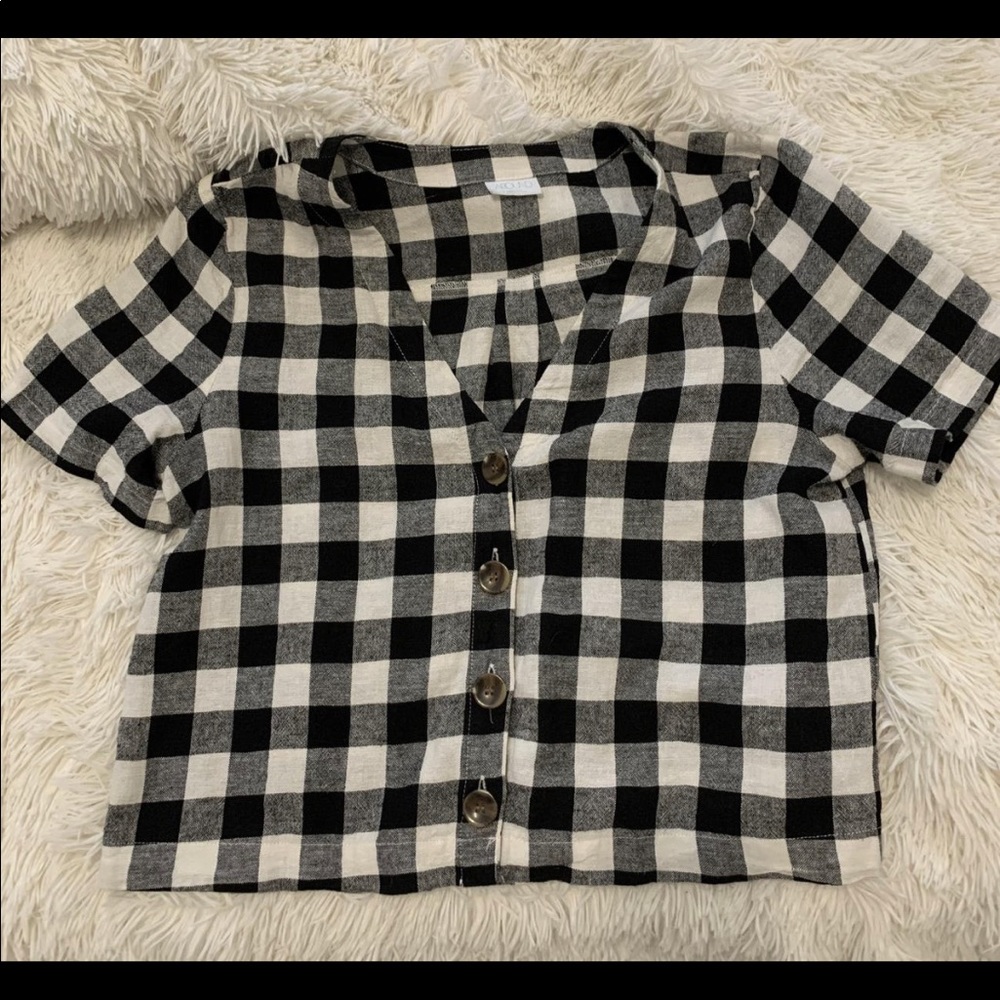 Plaid crop button up
